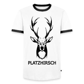 Top dog Hirschkopf - Men's Ringer Shirt - white/black - Front - AI Model Female 172 light (172cm) & AI Model Male 178 dark (178cm)