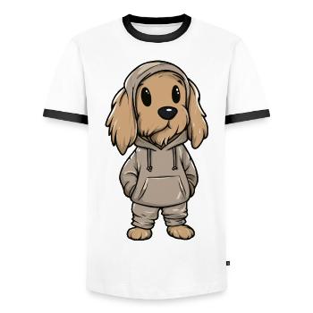 Afghan Hound Dog Funny - Men's Ringer Shirt - white/black - Front - AI Model Female 172 light (172cm) & AI Model Male 178 dark (178cm)