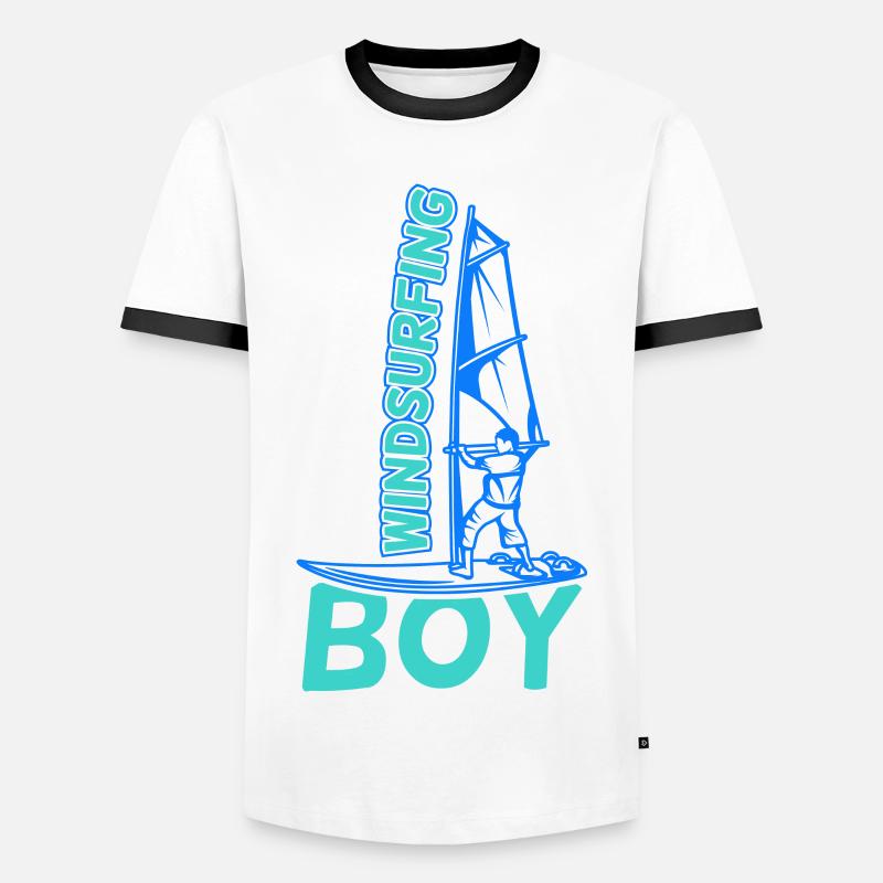 Windsurfer Junge - Männer Kontrast-T-Shirt - Weiß/Schwarz