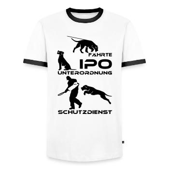 78 IPO ( ehemals VPG) Riesenschnauzer - Männer Kontrast-T-Shirt - Weiß/Schwarz - Vorne - AI Model Female 172 light (172cm) & AI Model Male 178 dark (178cm)