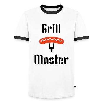 grill master2 - Men's Ringer Shirt - white/black - Front - AI Model Female 172 light (172cm) & AI Model Male 178 dark (178cm)