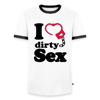 I Love dirty Sex - Männer Kontrast-T-Shirt - Weiß/Schwarz - Vorne - AI Model Female 172 light (172cm) & AI Model Male 178 dark (178cm)