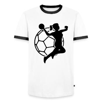 handball woman - Männer Kontrast-T-Shirt - Weiß/Schwarz - Vorne - AI Model Female 172 light (172cm) & AI Model Male 178 dark (178cm)