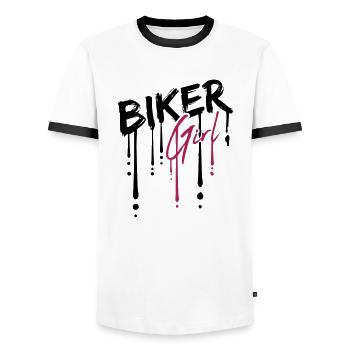Tropfen Biker Girl - Männer Kontrast-T-Shirt - Weiß/Schwarz - Vorne - AI Model Female 172 light (172cm) & AI Model Male 178 dark (178cm)