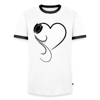 Heart flower tulip frame - Men's Ringer Shirt - white/black - Front - AI Model Female 172 light (172cm) & AI Model Male 178 dark (178cm)