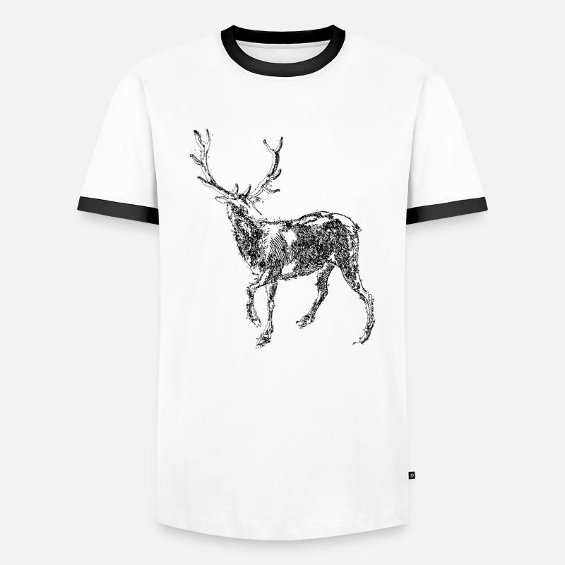 Deer black - Men's Ringer Shirt - white/black