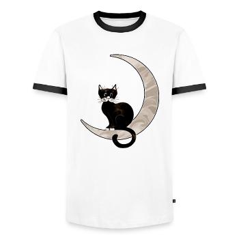 Chat - T-shirt contrasté Homme - blanc/noir - Devant - AI Model Female 172 light (172cm) & AI Model Male 178 dark (178cm)