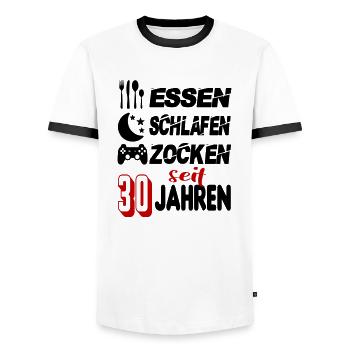 Geburtstag 30 Zocken Spielen Gaming Schlafen - Männer Kontrast-T-Shirt - Weiß/Schwarz - Vorne - AI Model Female 172 light (172cm) & AI Model Male 178 dark (178cm)