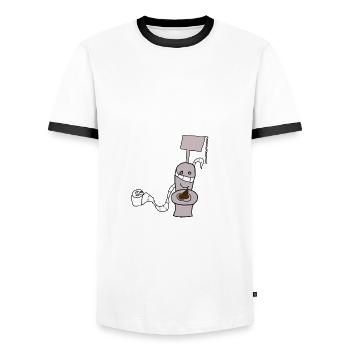 Best Friends Toilet - Men's Ringer Shirt - white/black - Front - AI Model Female 172 light (172cm) & AI Model Male 178 dark (178cm)