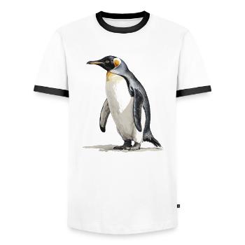 the king of the penguins - Men's Ringer Shirt - white/black - Front - AI Model Female 172 light (172cm) & AI Model Male 178 dark (178cm)