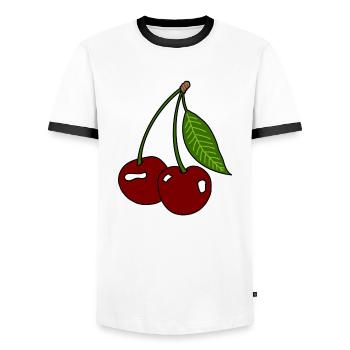 Cerises - T-shirt contrasté Homme - blanc/noir - Devant - AI Model Female 172 light (172cm) & AI Model Male 178 dark (178cm)