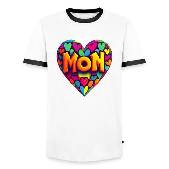 Mother's Day Heart Colorful - Men's Ringer Shirt - white/black - Front - AI Model Female 172 light (172cm) & AI Model Male 178 dark (178cm)