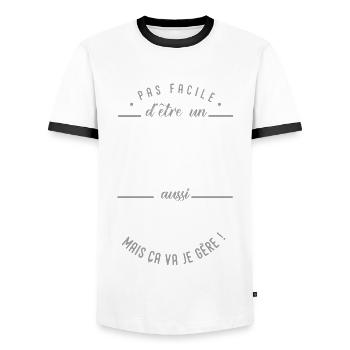 coach Judo formidable cadeau judoka - T-shirt contrasté Homme - blanc/noir - Devant - AI Model Female 172 light (172cm) & AI Model Male 178 dark (178cm)