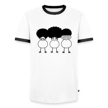 Funky Chicks - T-shirt contrasté Homme - blanc/noir - Devant - AI Model Female 172 light (172cm) & AI Model Male 178 dark (178cm)