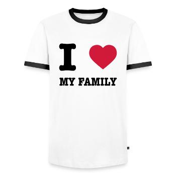 I Love My Family - T-shirt contrasté Homme - blanc/noir - Devant - AI Model Female 172 light (172cm) & AI Model Male 178 dark (178cm)