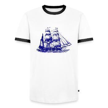 Sailboat sailing ship - Men's Ringer Shirt - white/black - Front - AI Model Female 172 light (172cm) & AI Model Male 178 dark (178cm)