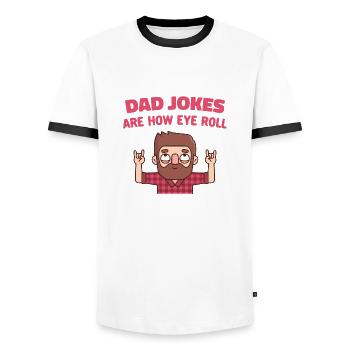 Funny Dad Jokes Are How Eye Roll Pun - Men's Ringer Shirt - white/black - Front - AI Model Female 172 light (172cm) & AI Model Male 178 dark (178cm)