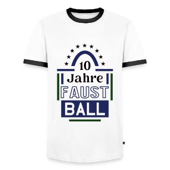 10 Jahre Faustball Jubiläum Faustballspieler Jubi - Männer Kontrast-T-Shirt - Weiß/Schwarz - Vorne - AI Model Female 172 light (172cm) & AI Model Male 178 dark (178cm)