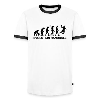 Evolution Handball - Männer Kontrast-T-Shirt - Weiß/Schwarz - Vorne - AI Model Female 172 light (172cm) & AI Model Male 178 dark (178cm)
