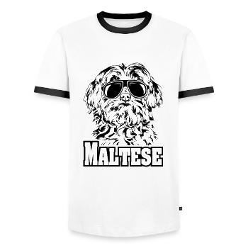 MALTESE cool sunglasses dogs dog - Men's Ringer Shirt - white/black - Front - AI Model Female 172 light (172cm) & AI Model Male 178 dark (178cm)