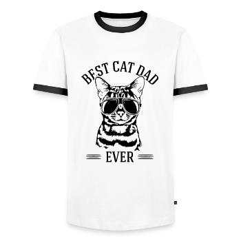 Best Cat Dad Bengal Cat Bengalkatze Katze Wilsigns - Männer Kontrast-T-Shirt - Weiß/Schwarz - Vorne - AI Model Female 172 light (172cm) & AI Model Male 178 dark (178cm)