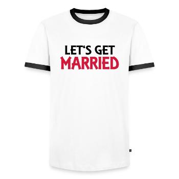 Let's get married - Men's Ringer Shirt - white/black - Front - AI Model Female 172 light (172cm) & AI Model Male 178 dark (178cm)
