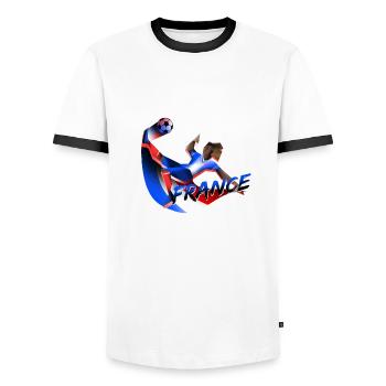 FRANCE FOOTBALL SHIRT - Men's Ringer Shirt - white/black - Front - AI Model Female 172 light (172cm) & AI Model Male 178 dark (178cm)