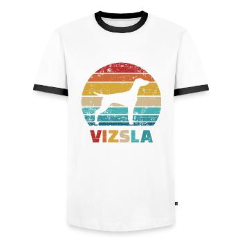 Vizsla - T-shirt contrasté Homme - blanc/noir - Devant - AI Model Female 172 light (172cm) & AI Model Male 178 dark (178cm)