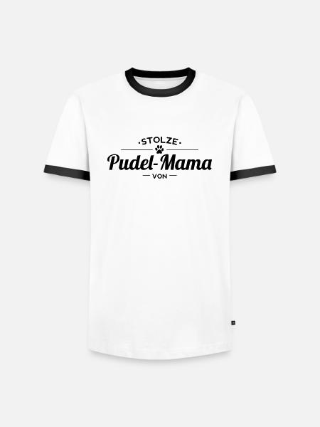Pudelmama Wunschname - Männer Kontrast-T-Shirt - Weiß/Schwarz