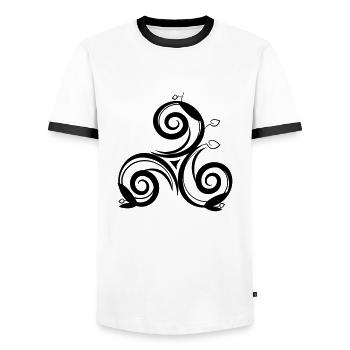 triskell arbre - T-shirt contrasté Homme - blanc/noir - Devant - AI Model Female 172 light (172cm) & AI Model Male 178 dark (178cm)