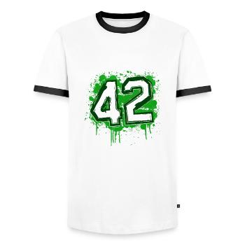 Saint-Étienne 42 bigdirt - Men's Ringer Shirt - white/black - Front - AI Model Female 172 light (172cm) & AI Model Male 178 dark (178cm)