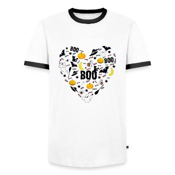 Halloween Herz - Männer Kontrast-T-Shirt - Weiß/Schwarz - Vorne - AI Model Female 172 light (172cm) & AI Model Male 178 dark (178cm)