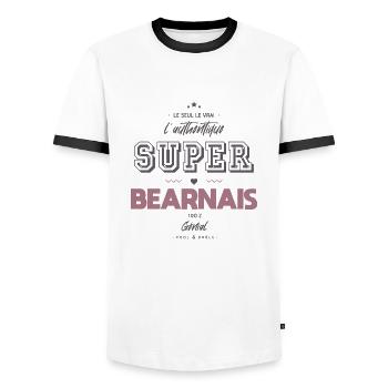 L authentique super bearnais - T-shirt contrasté Homme - blanc/noir - Devant - AI Model Female 172 light (172cm) & AI Model Male 178 dark (178cm)