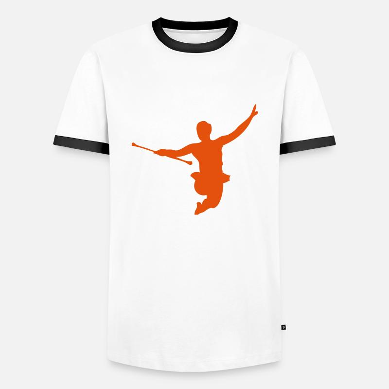 dancer twirling baton6 - Men's Ringer Shirt - white/black