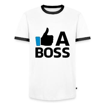 Like a Boss - Men's Ringer Shirt - white/black - Front - AI Model Female 172 light (172cm) & AI Model Male 178 dark (178cm)
