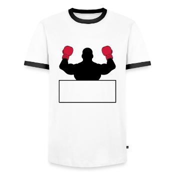 schild text flaeche schreiben sport posen boxer ha - Männer Kontrast-T-Shirt - Weiß/Schwarz - Vorne - AI Model Female 172 light (172cm) & AI Model Male 178 dark (178cm)