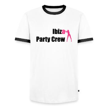 Ibiza - Männer Kontrast-T-Shirt - Weiß/Schwarz - Vorne - AI Model Female 172 light (172cm) & AI Model Male 178 dark (178cm)