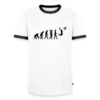 Evolution Basketball - Men's Ringer Shirt - white/black - Front - AI Model Female 172 light (172cm) & AI Model Male 178 dark (178cm)