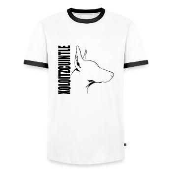 XOLOITZCUINTLE Xolo Hund Hunde Nackthund Wilsigns - Männer Kontrast-T-Shirt - Weiß/Schwarz - Vorne - AI Model Female 172 light (172cm) & AI Model Male 178 dark (178cm)