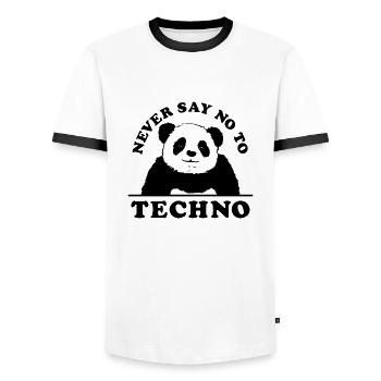 Never say no to techno II - Men's Ringer Shirt - white/black - Front - AI Model Female 172 light (172cm) & AI Model Male 178 dark (178cm)