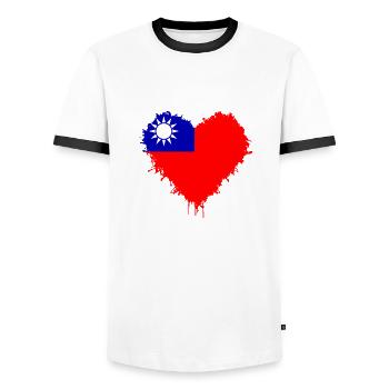 Flag of Taiwan - Taiwan Flagge - Männer Kontrast-T-Shirt - Weiß/Schwarz - Vorne - AI Model Female 172 light (172cm) & AI Model Male 178 dark (178cm)