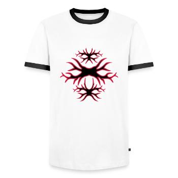 tattoo - Men's Ringer Shirt - white/black - Front - AI Model Female 172 light (172cm) & AI Model Male 178 dark (178cm)
