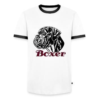 588 Boxer - Men's Ringer Shirt - white/black - Front - AI Model Female 172 light (172cm) & AI Model Male 178 dark (178cm)