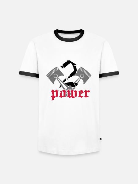 V2 Power - Männer Kontrast-T-Shirt - Weiß/Schwarz