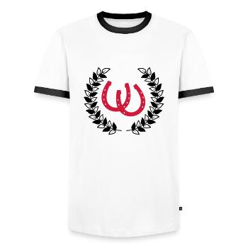 Hufeisen - Männer Kontrast-T-Shirt - Weiß/Schwarz - Vorne - AI Model Female 172 light (172cm) & AI Model Male 178 dark (178cm)
