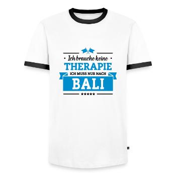 Nur nach Bali - Männer Kontrast-T-Shirt - Weiß/Schwarz - Vorne - AI Model Female 172 light (172cm) & AI Model Male 178 dark (178cm)