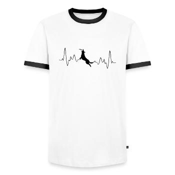 J'aime les sports de chien - T-shirt contrasté Homme - blanc/noir - Devant - AI Model Female 172 light (172cm) & AI Model Male 178 dark (178cm)