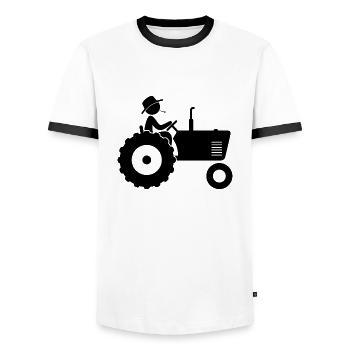 Bauer auf Traktor - Männer Kontrast-T-Shirt - Weiß/Schwarz - Vorne - AI Model Female 172 light (172cm) & AI Model Male 178 dark (178cm)