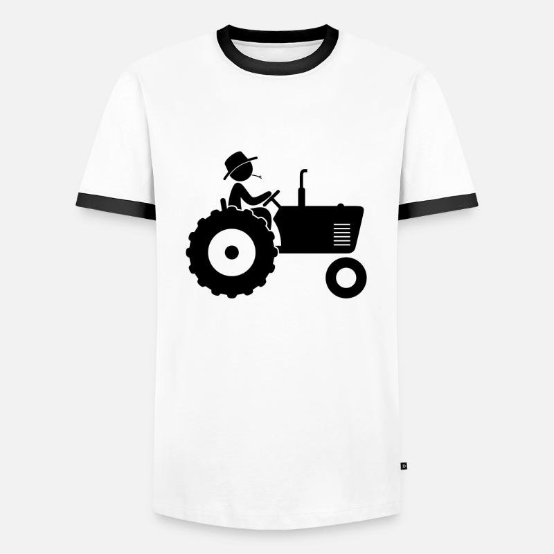 Bauer auf Traktor - Männer Kontrast-T-Shirt - Weiß/Schwarz