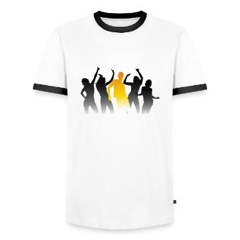 Dancing people at a party - Men's Ringer Shirt - white/black - Front - AI Model Female 172 light (172cm) & AI Model Male 178 dark (178cm)